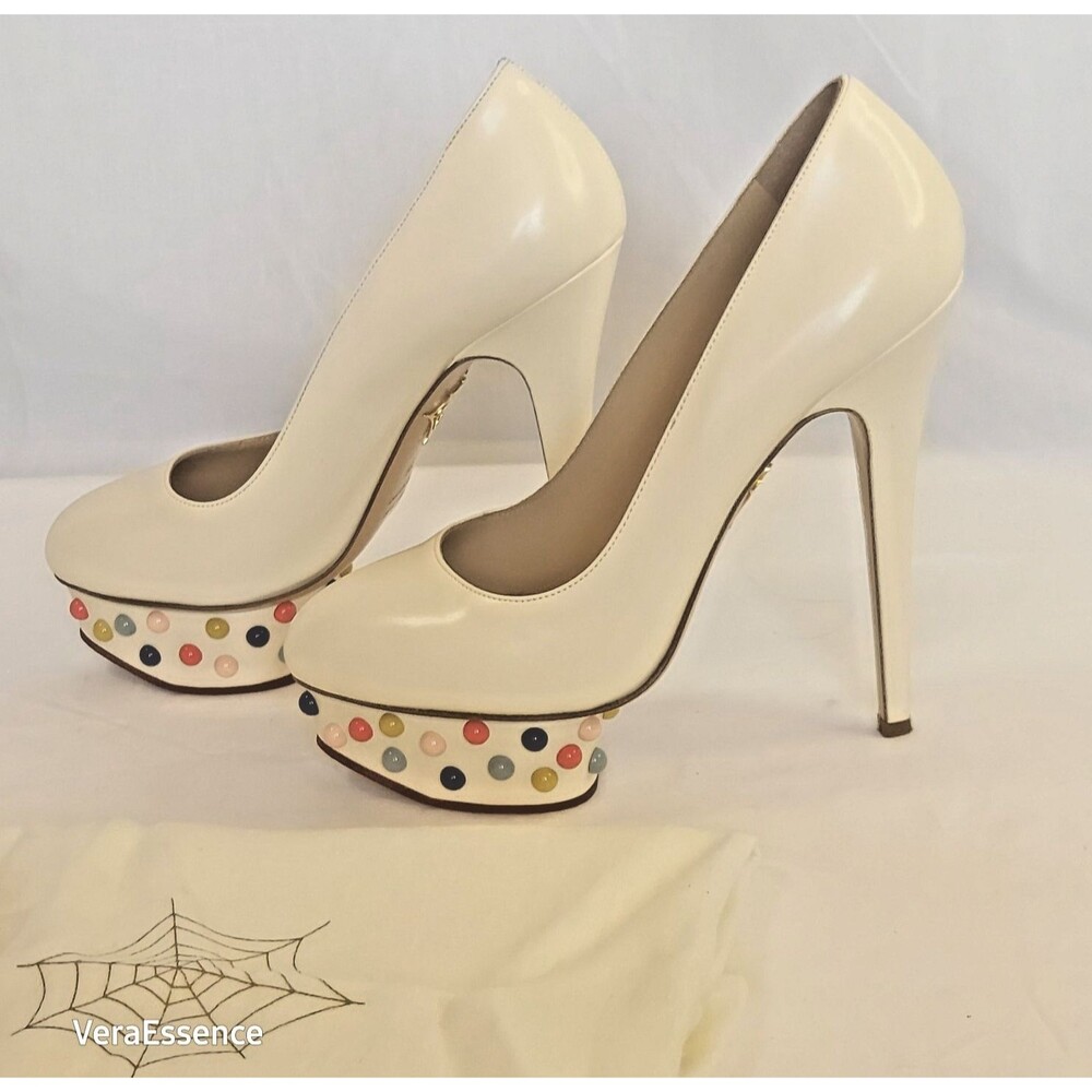 Charlotte Olympia Bejeweled Dolly Platform Pump Shoes SZ 38 MSRP $895 NWB - Picture 8 of 14